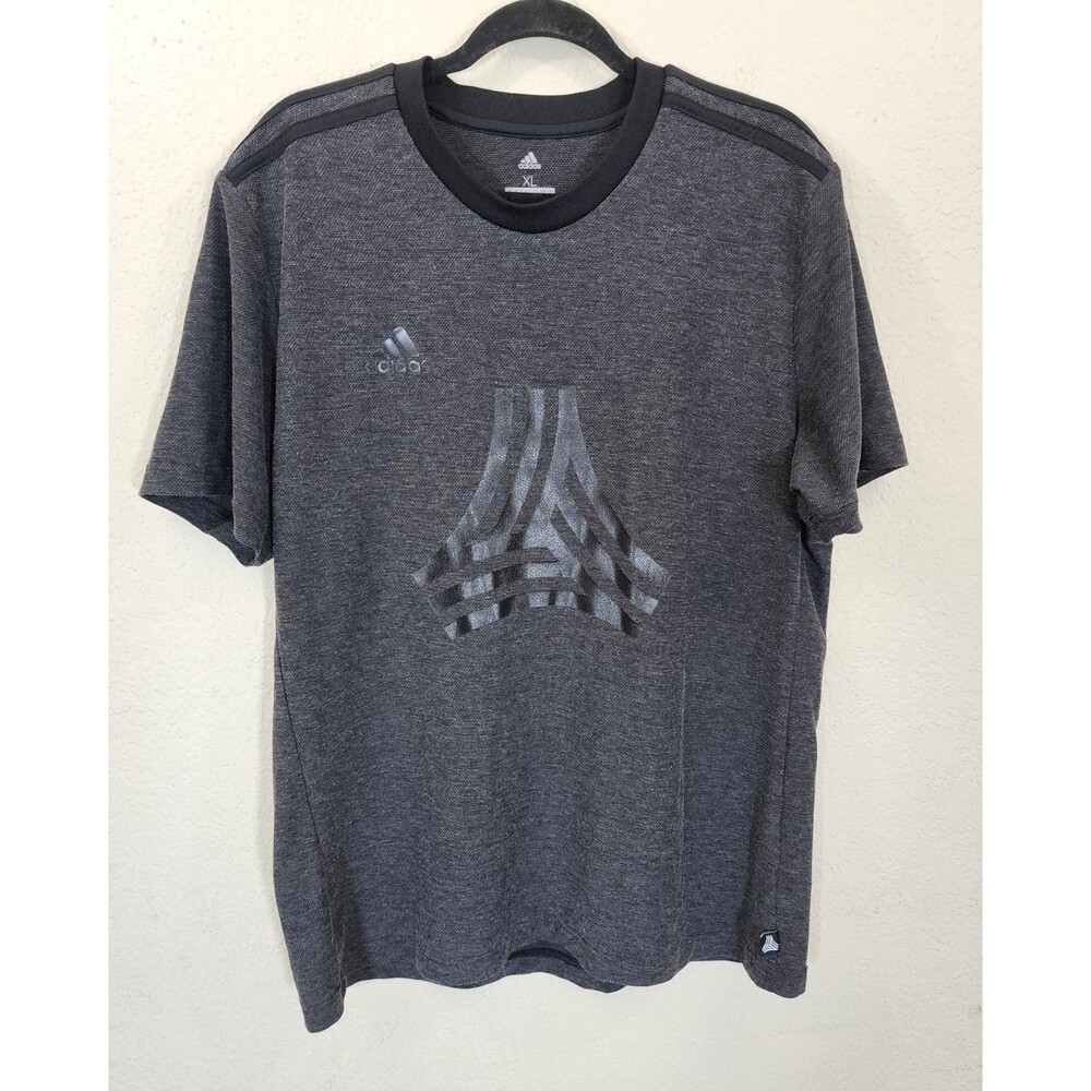 Adidas Tango T-Shirt Mens XL Charcoal Grey Big Logo Heathered Soccer Training